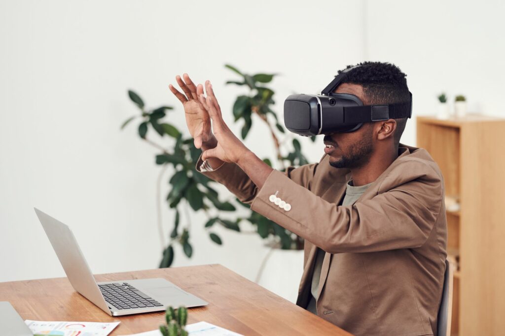 man using vr goggles