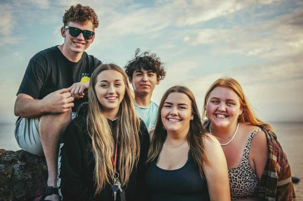 group of people taking picture